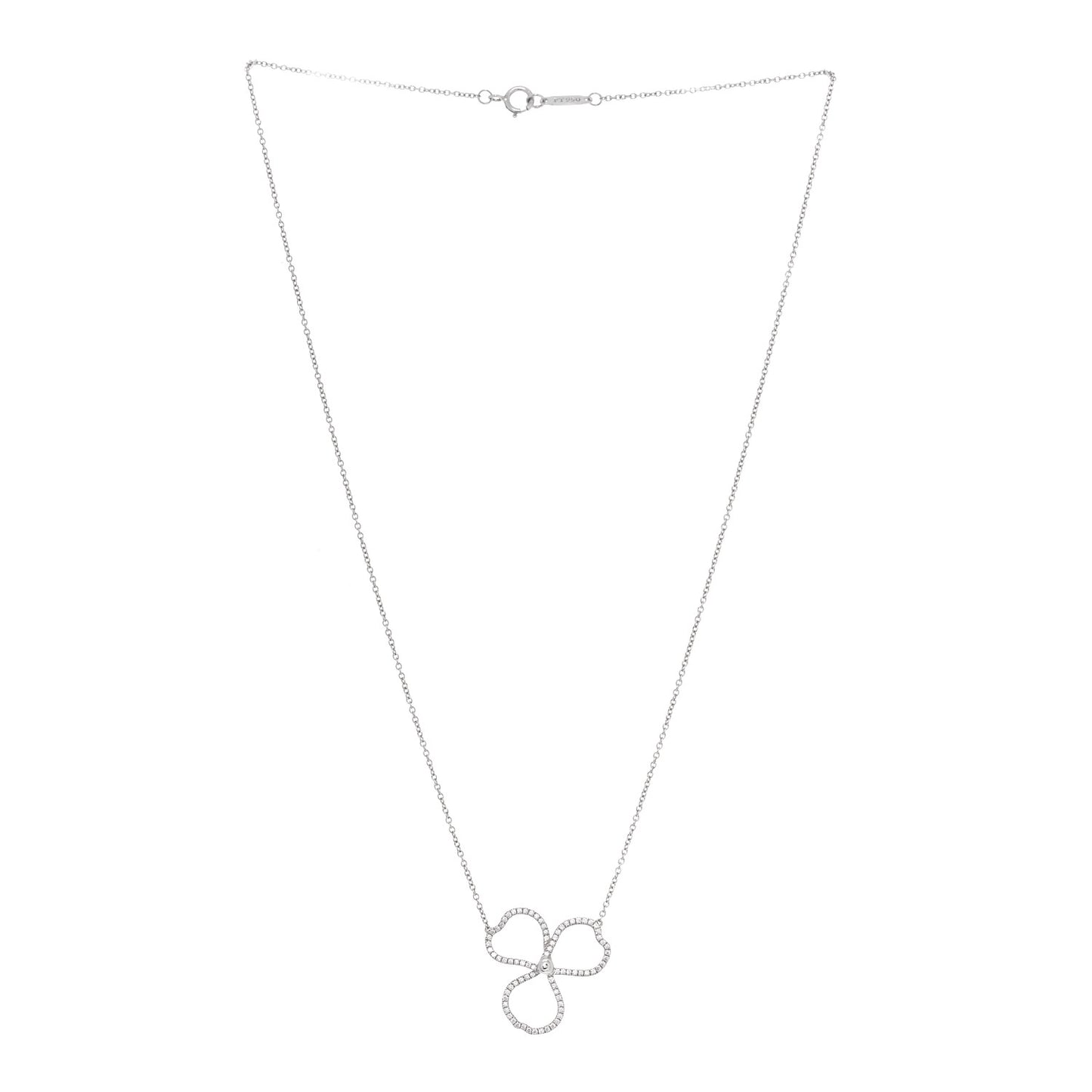 Platinum Diamond Large Paper Flowers Pendant Necklace