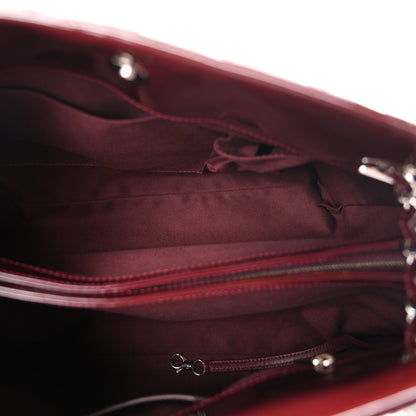 Chanel Patent Quilted Maxi Just Mademoiselle Bowling Bag Burgundy 5 of 10
