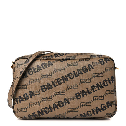 Balenciaga Coated Canvas BB Monogram Allover Logo Medium Signature Camera Bag Beige Brown Black 1 of 9