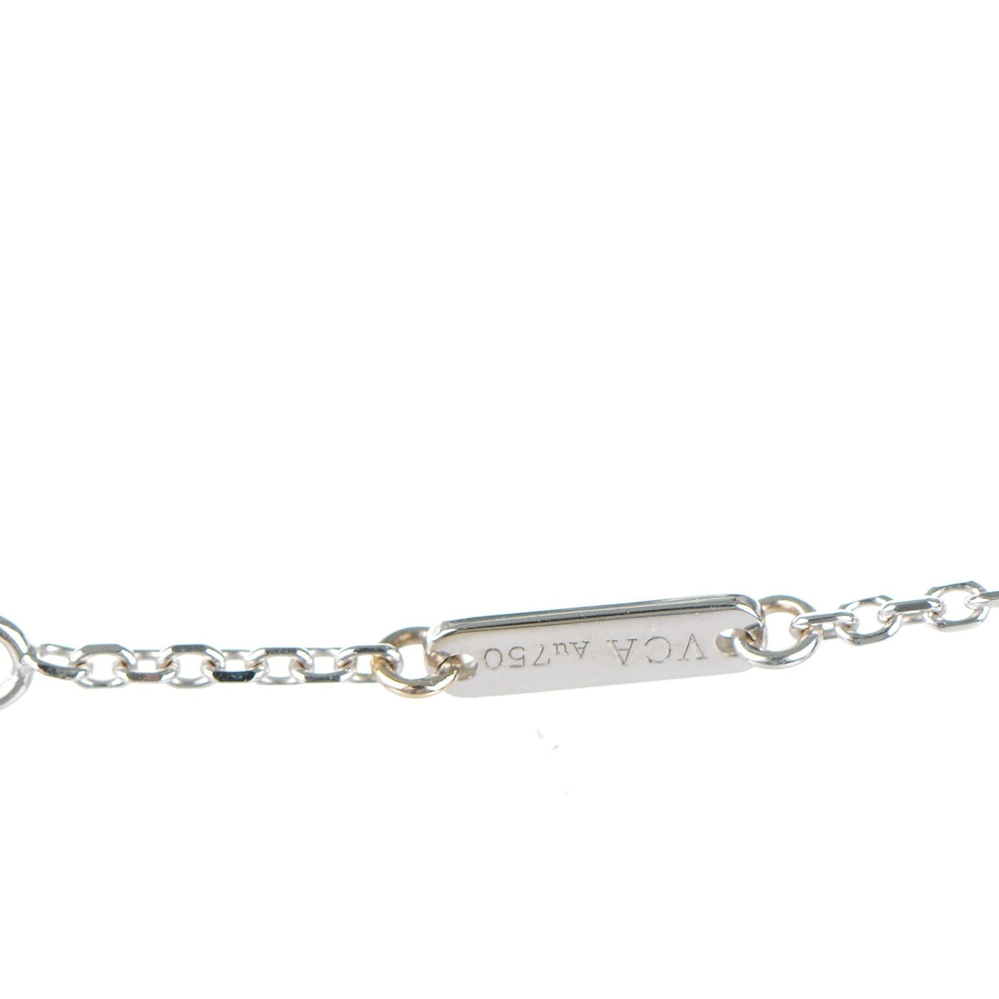 18K White Gold Mother of Pearl Vintage Alhambra Pendant Necklace