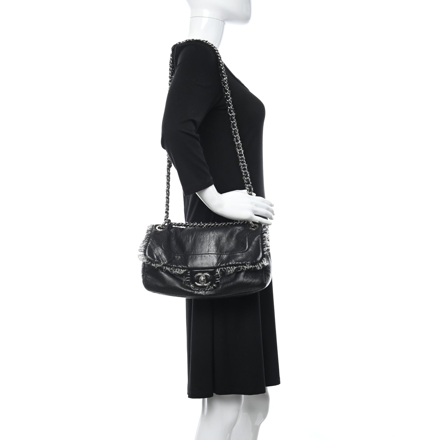 Lambskin Tweedy Flap Black
