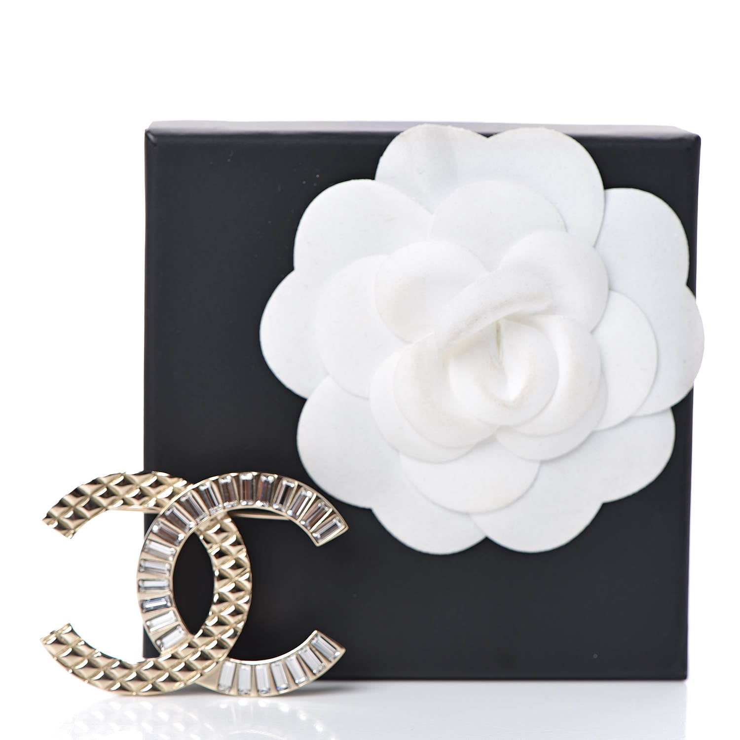 Chanel Baguette Crystal Quilted CC Brooch Gold 6 of 6