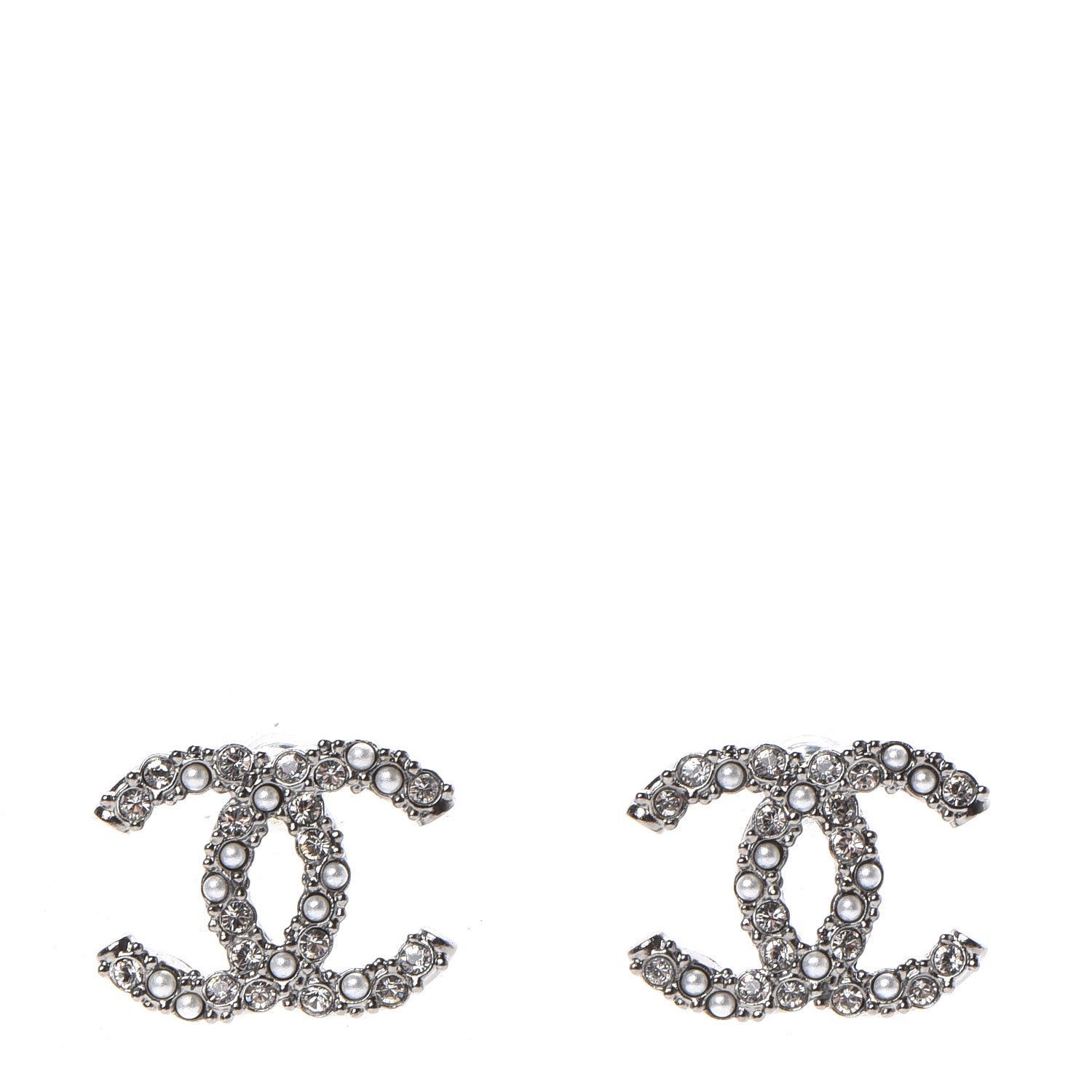 Chanel Ruthenium Crystal Pearl Caviar Earrings 1 of 5