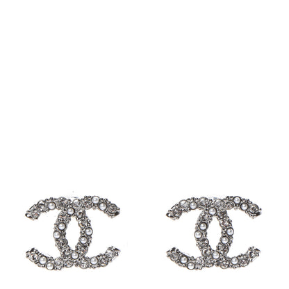 Chanel Ruthenium Crystal Pearl Caviar Earrings 1 of 5