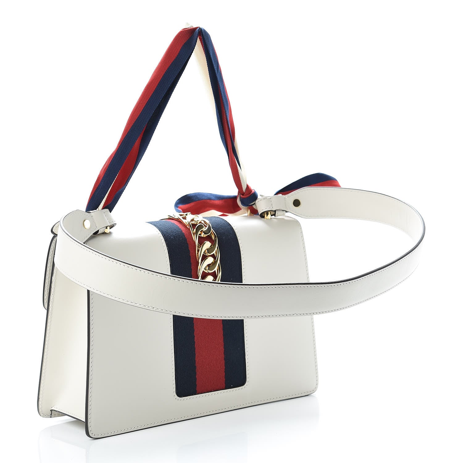 Gucci Calfskin Embroidered Small Sylvie Shoulder Bag White 4 of 11