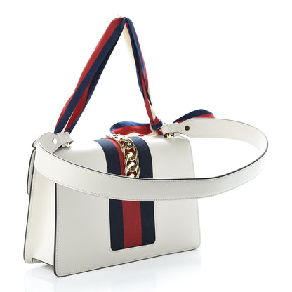 Gucci Calfskin Embroidered Small Sylvie Shoulder Bag White 4 of 11