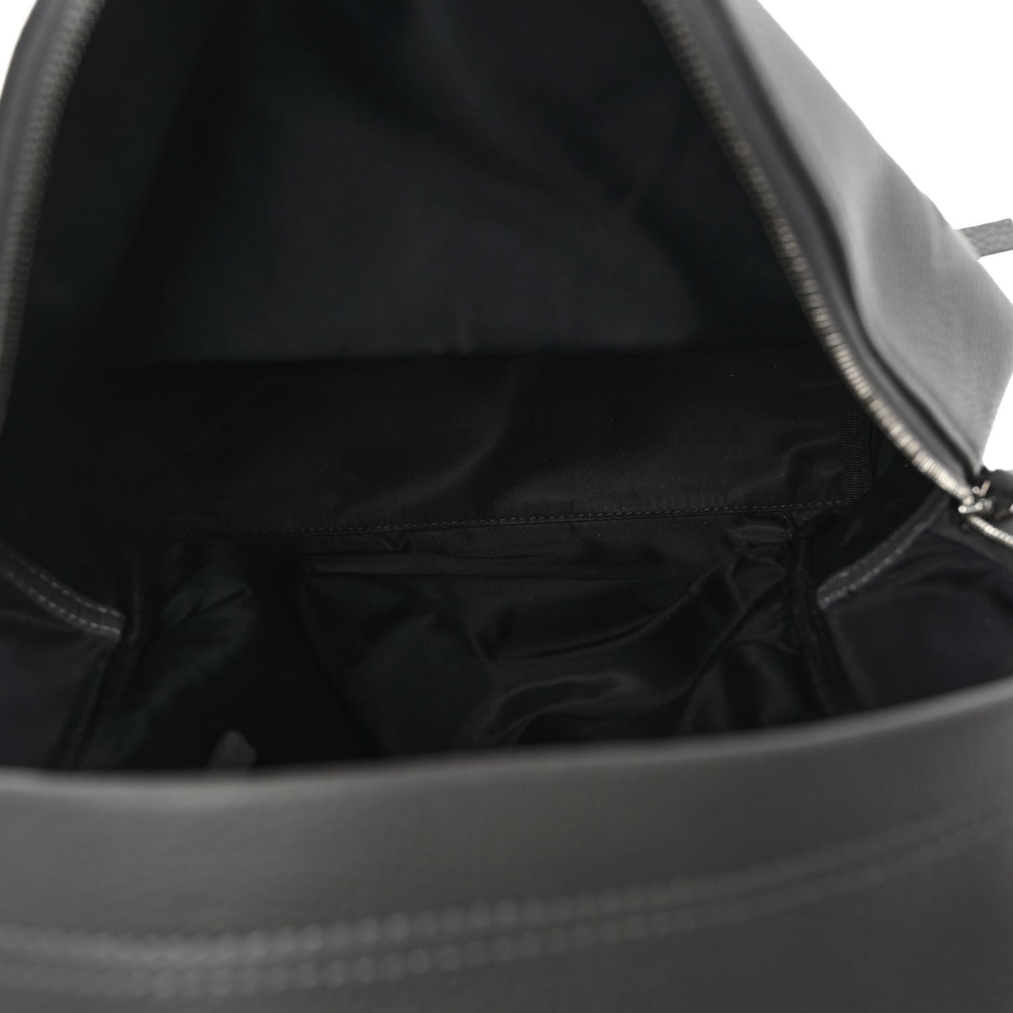 Calfskin Logo Embossed Backpack Charcoal Grey