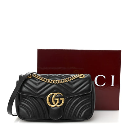 Gucci Calfskin Matelasse Small GG Marmont Shoulder Bag Black 12 of 12