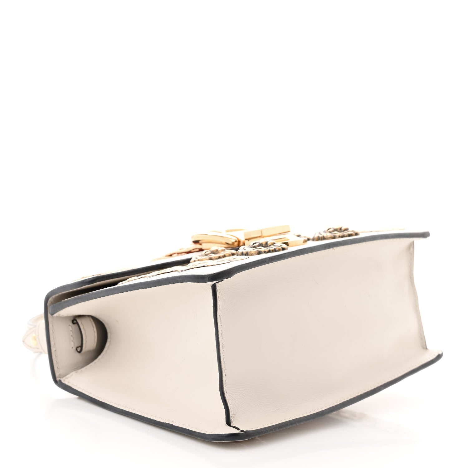 Gucci Calfskin Animal Studs Mini Sylvie Top Handle Bag White 4 of 15