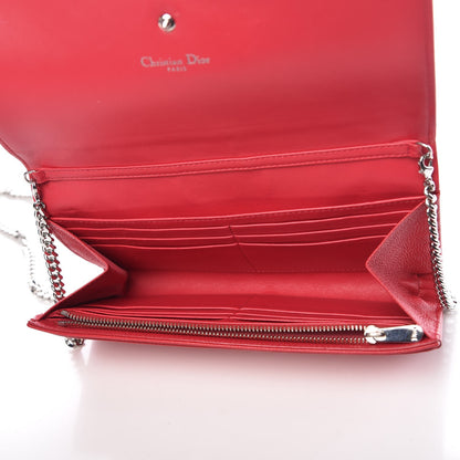 Christian Dior Grained Calfskin Diorama Croisiere Chain Wallet Red 5 of 7