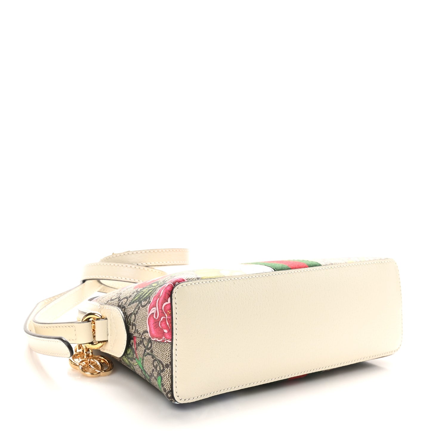 GG Supreme Monogram Flora Web GG Small Ophidia Dome Shoulder Bag White