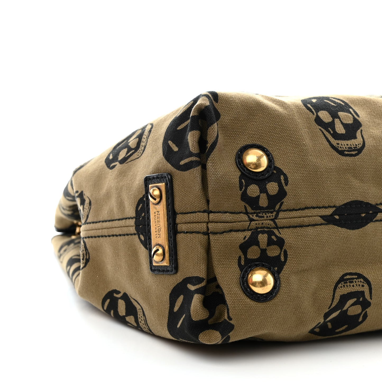 Canvas Skull Print Shoulder Bag Green Black