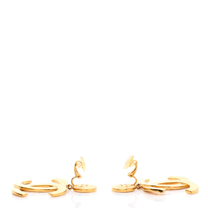 Chanel Metal Large Paris Button Clip On Earrings Gold 3 of 5