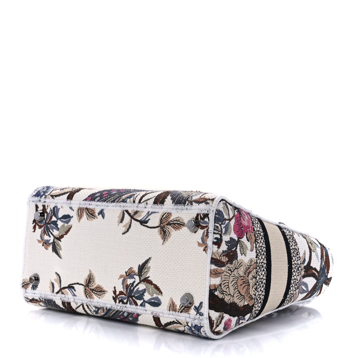 Christian Dior Canvas Embroidered Jardin D'Hive Medium Lady D-Lite Ecru Multicolor 9 of 11