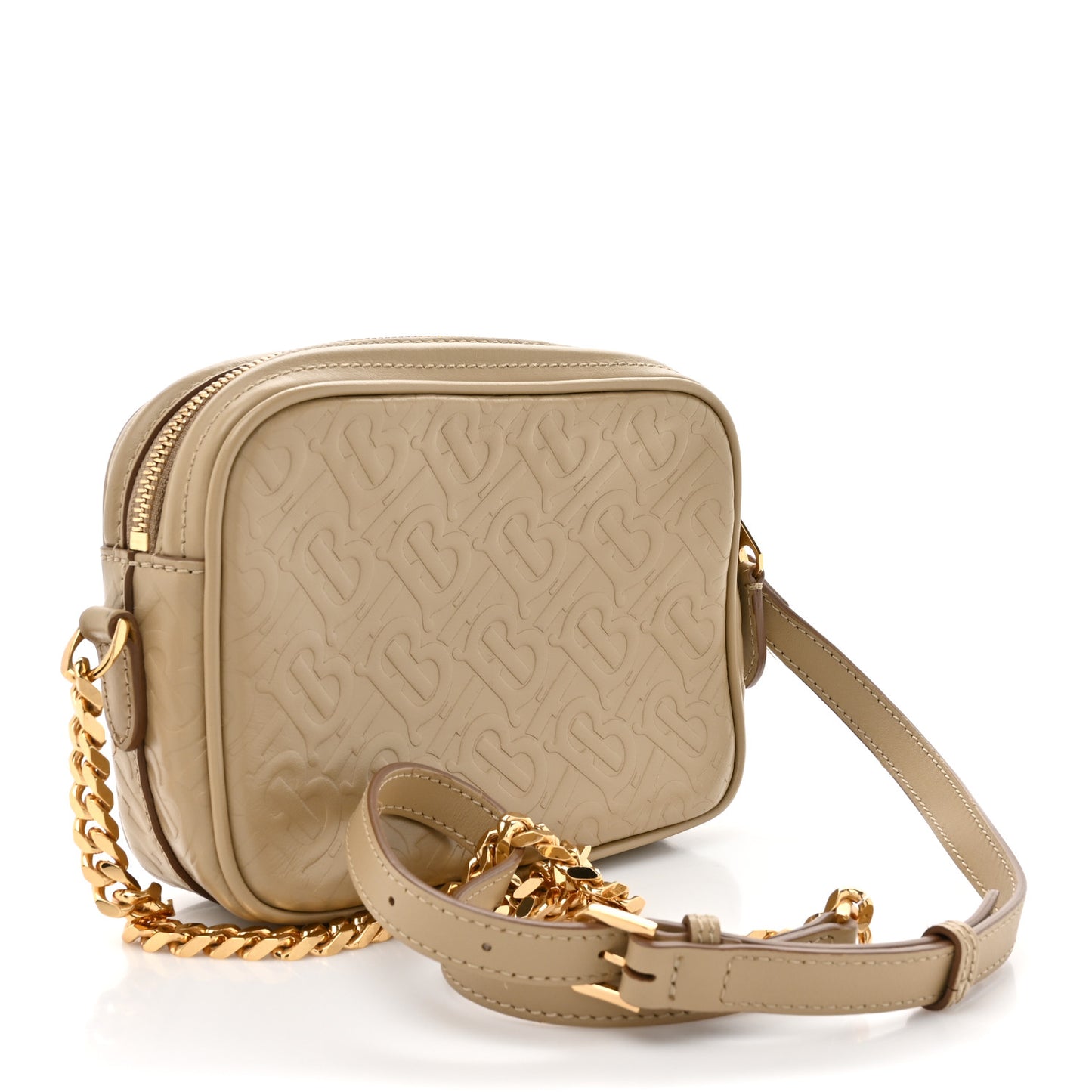Calfskin Embossed Monogram Camera Chain Bag Honey