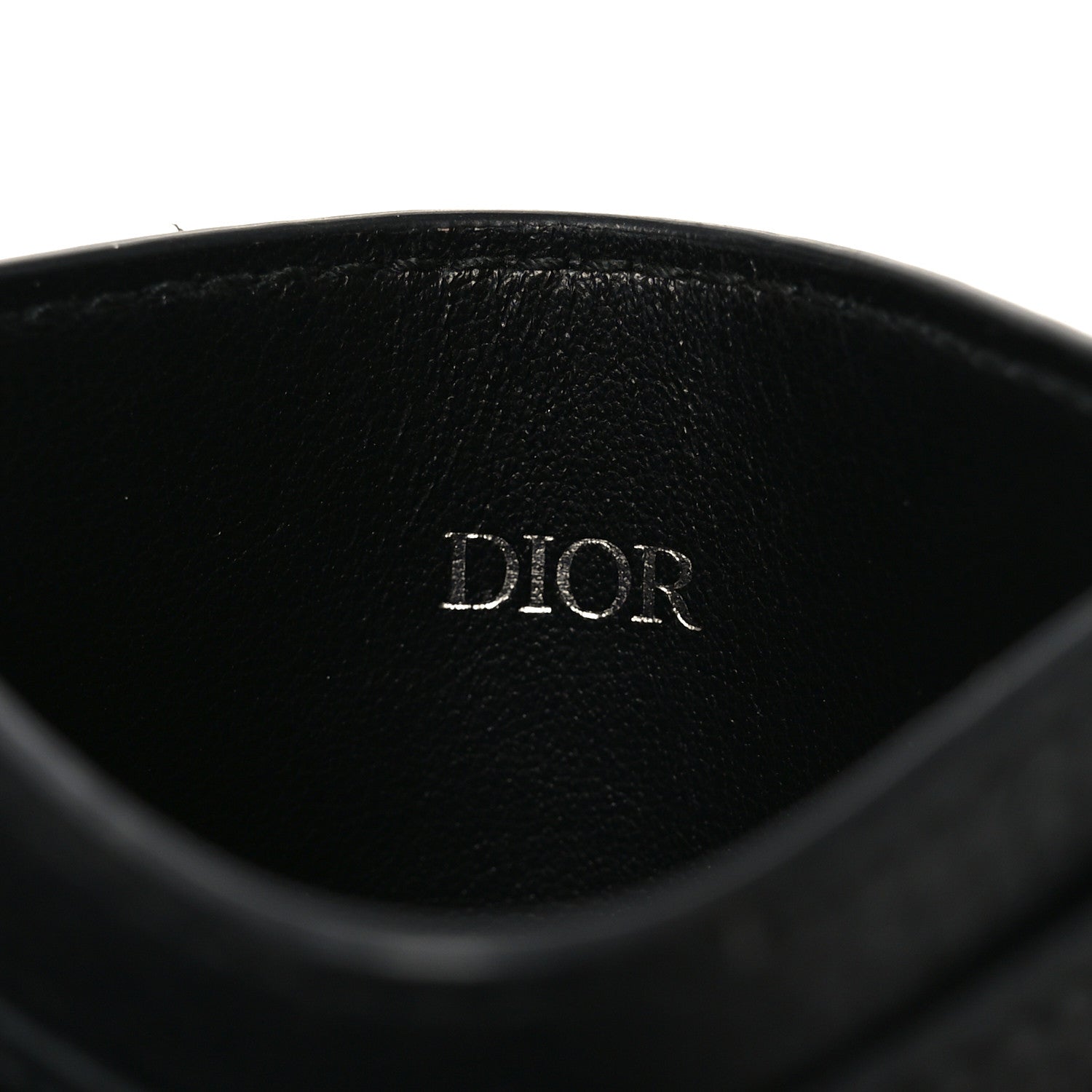 Christian Dior Grained Calfskin Oblique Card Holder Black 6 of 8
