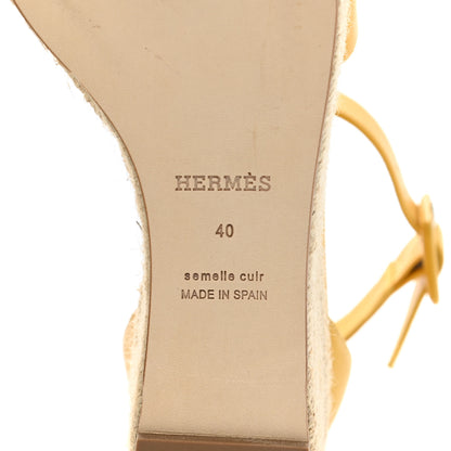 Hermes Goatskin Elda Espadrille Wedge Sandals 40 Jaune Sable 6 of 9