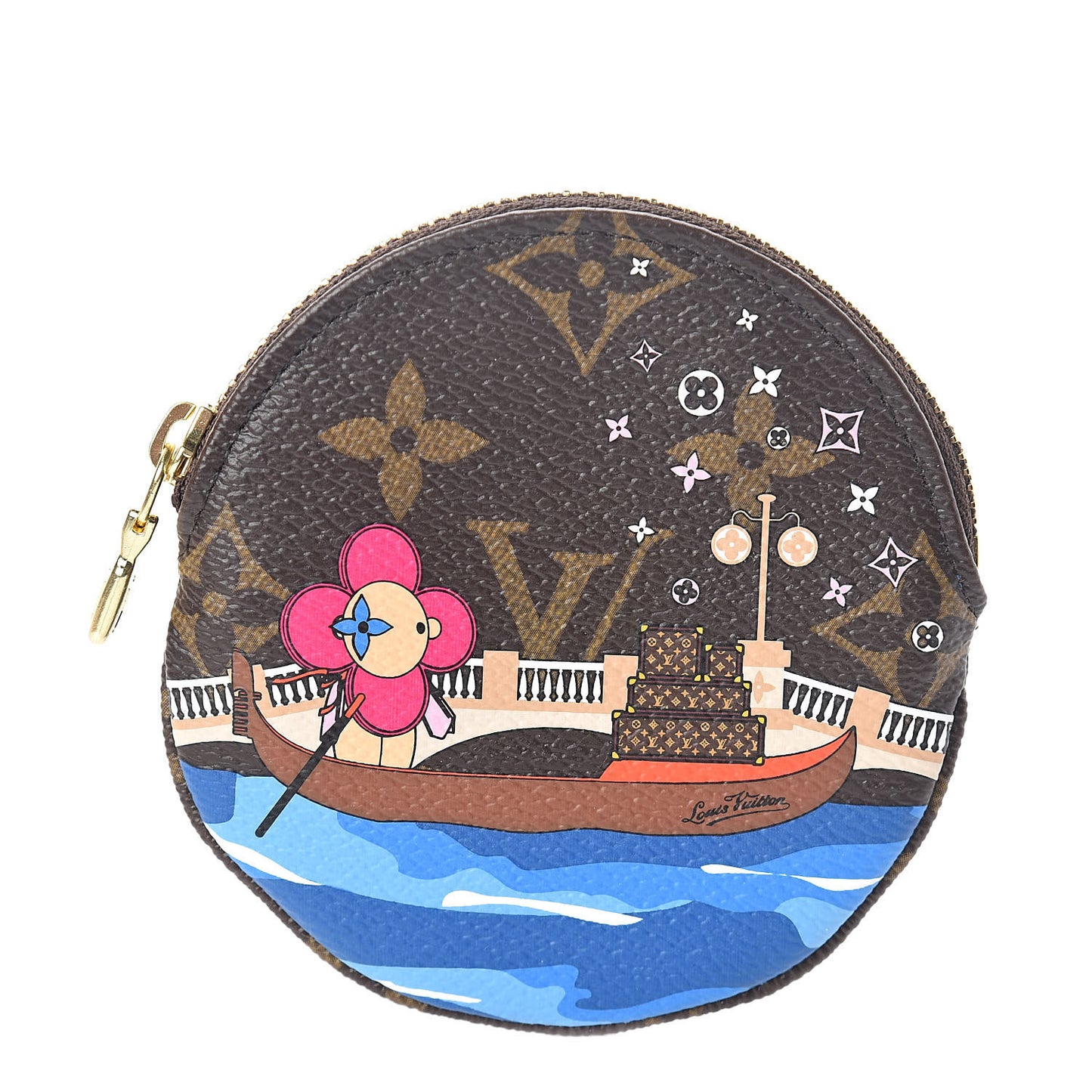 Monogram 2019 Christmas Animation Round Coin Purse Blue