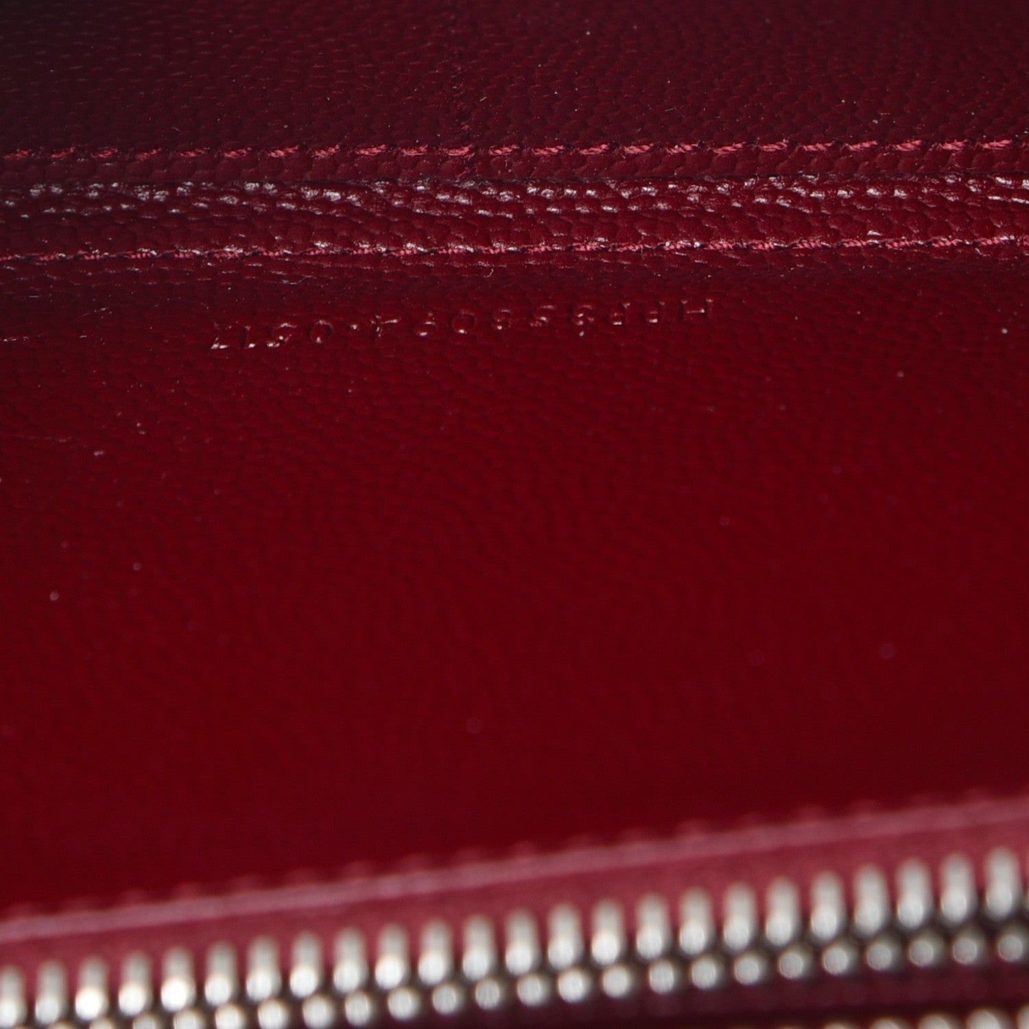 Saint Laurent Grain De Poudre Matelasse Chevron Monogram Zip Around Wallet Dark Red 7 of 8