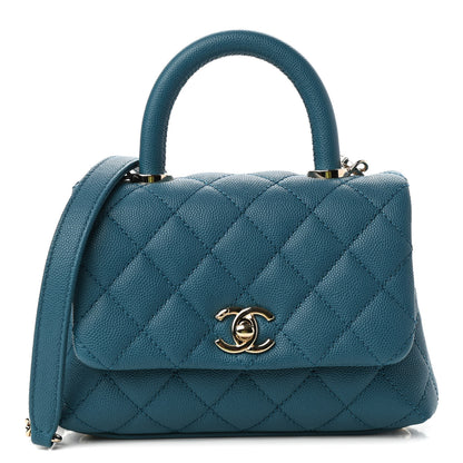 Chanel Caviar Quilted Extra Mini Coco Handle Flap Dark Turquoise 1 of 11