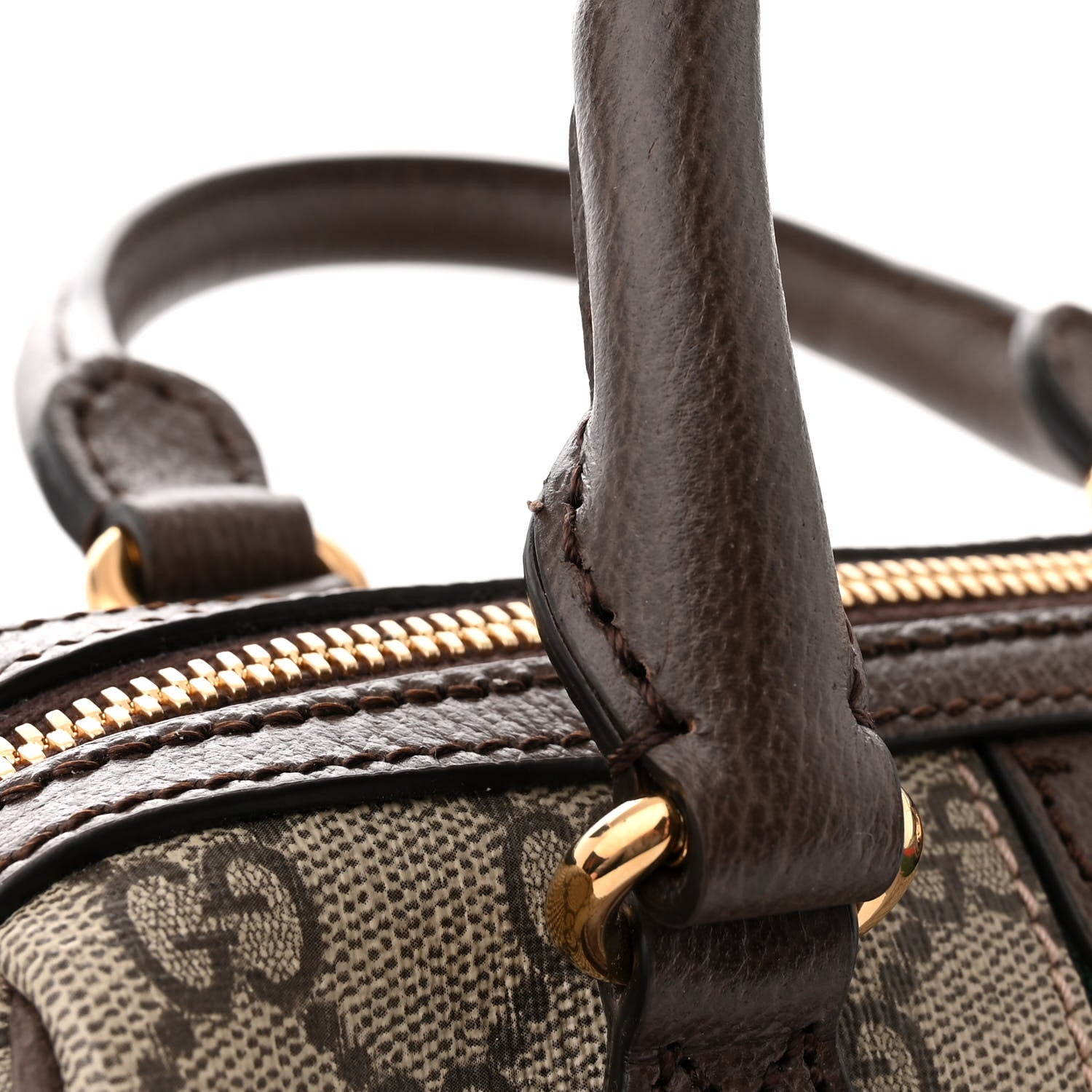 Gucci GG Supreme Monogram Textured Dollar Calfskin Web Mini Ophidia Top Handle Bag Beige Ebony New Acero 11 of 12