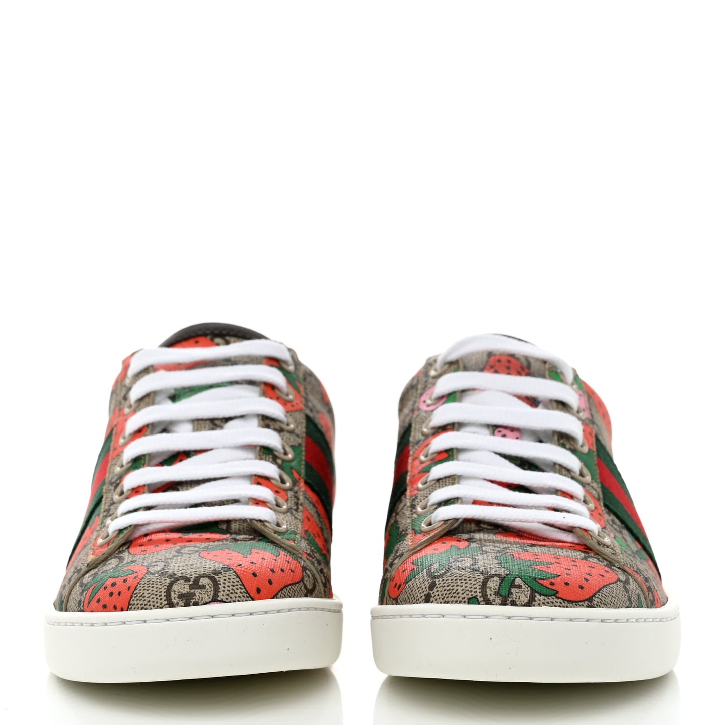 GG Supreme Monogram Strawberry Web Womens Ace Sneakers 36.5 Beige Multicolor Red Green