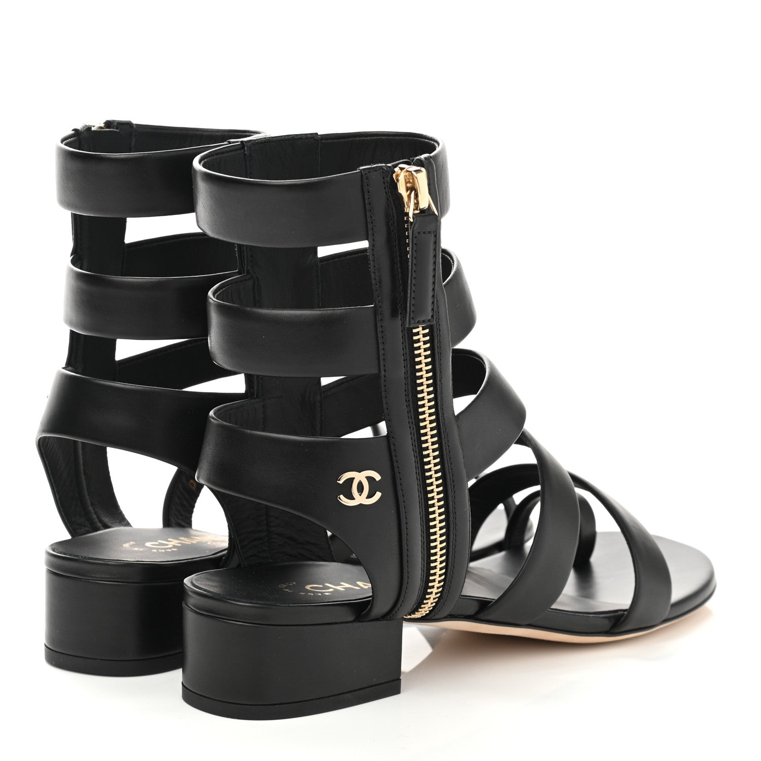 Chanel Calfskin Gladiator Sandals 38 Black 4 of 10