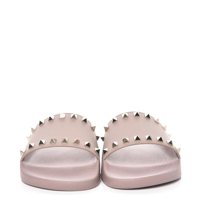 Valentino Garavani Rubber Rockstud Slide Sandals 39 Poudre 2 of 7