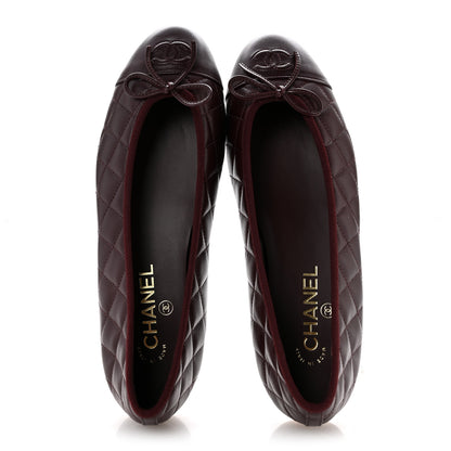 Chanel Lambskin Quilted CC Cap Toe Ballerina Flats 40 Dark Burgundy 2 of 10