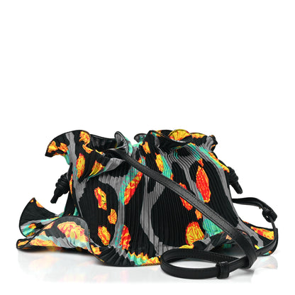 Loewe X PAULA'S IBIZA Satin Printed Mini Shell Flamenco Knot Shoulder Bag Black Multicolor 3 of 10