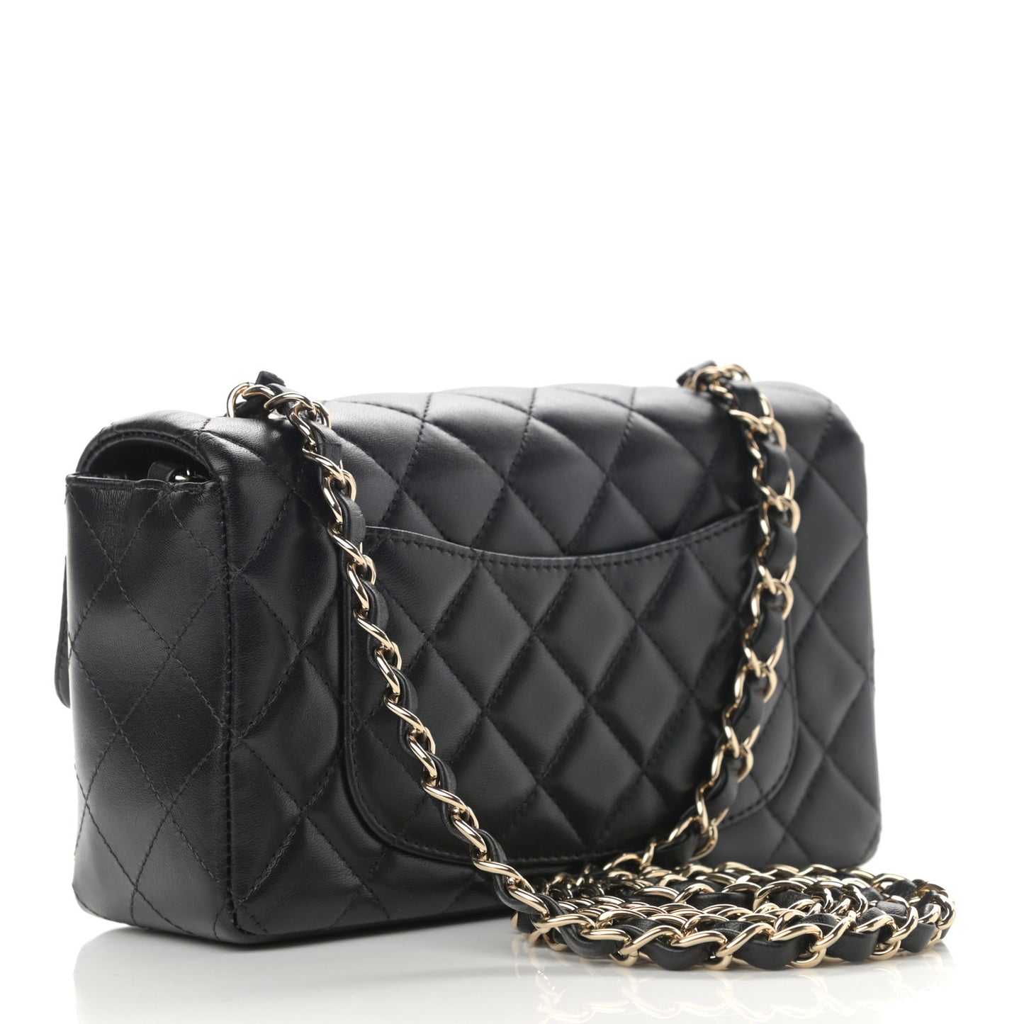 Lambskin Quilted Mini Rectangular Flap Black
