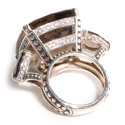 John Hardy Sterling Silver Kaya Smoky Quartz 22m Ring 7 3 of 5