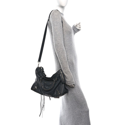 Balenciaga Agneau Classic Silver Hardware City Logo Strap Gris Fossile White 2 of 12