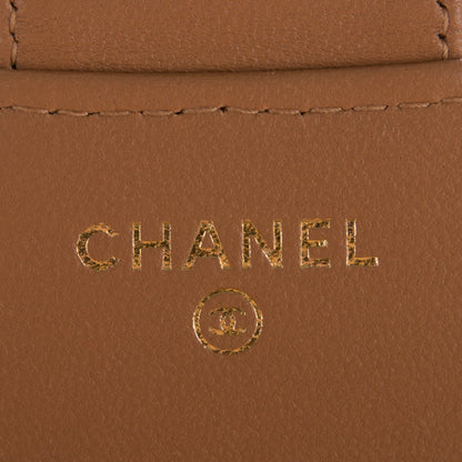 Chanel Lambskin Quilted Compact Flap Wallet Dark Beige 6 of 8