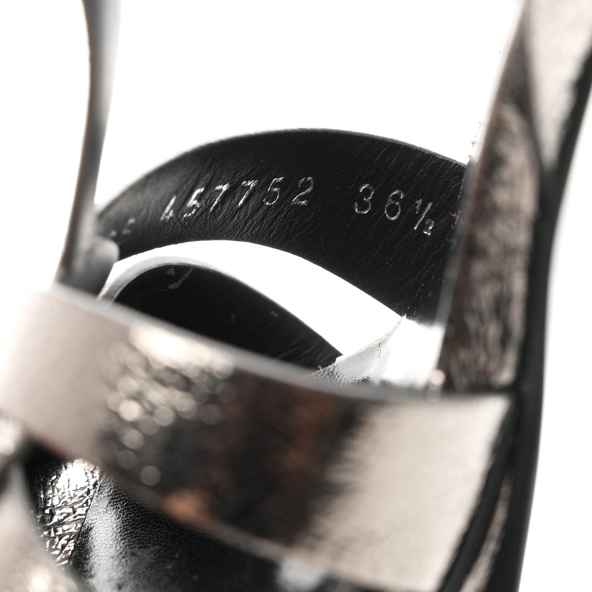 Saint Laurent Metallic Supercrack Calfskin Tribute 105 Platform Sandals 36.5 Gunmetal 9 of 9