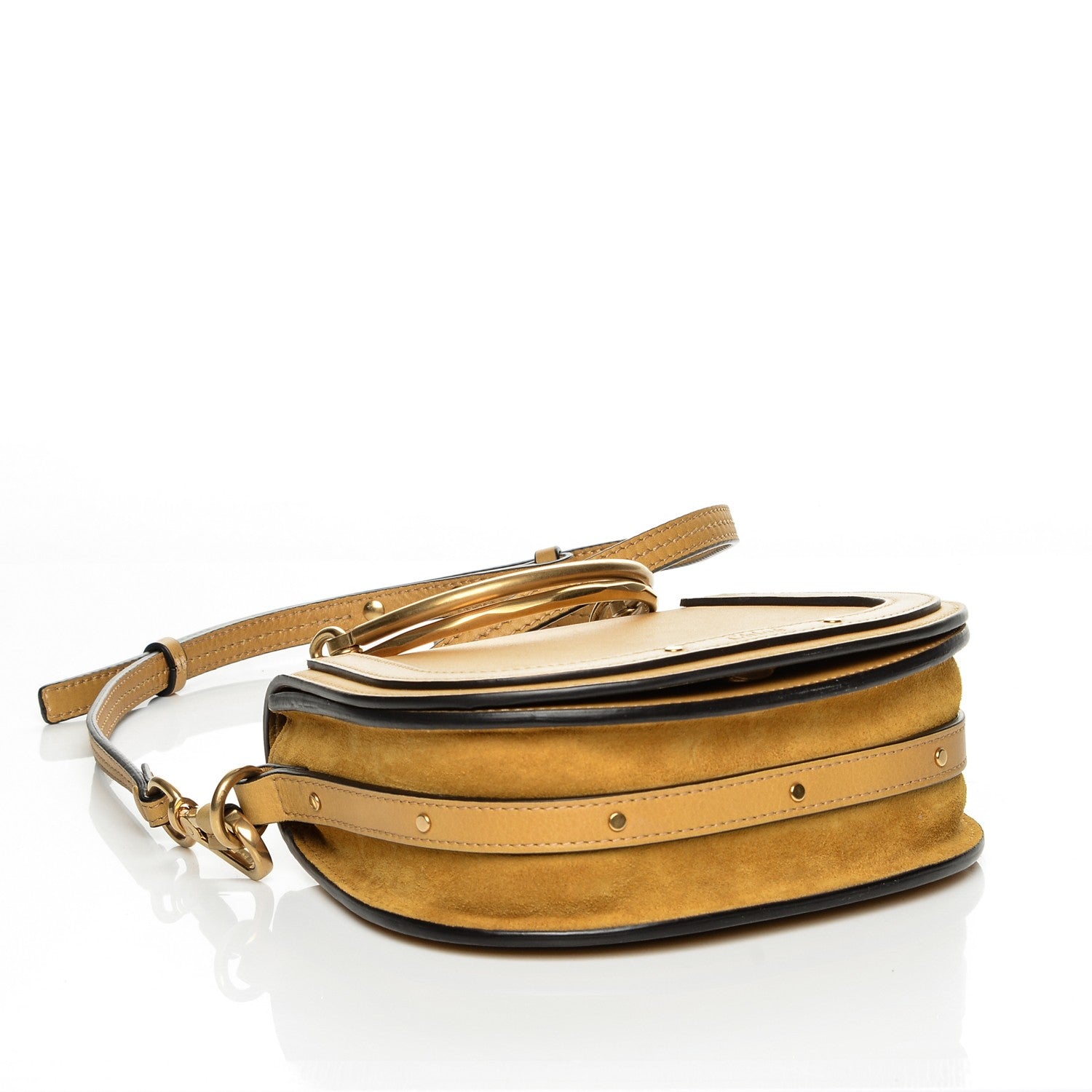 Chloe Calfskin Suede Small Nile Bracelet Bag Dusty Yellow 6 of 8