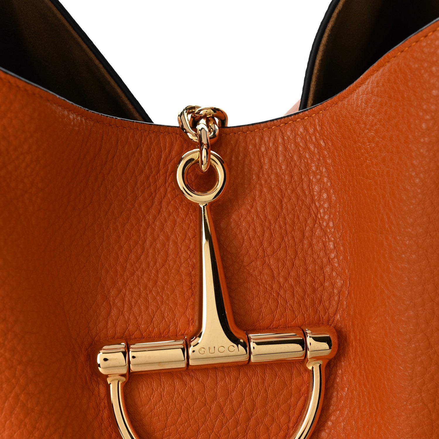 Gucci Grained Calfskin Softbit Maxi Shoulder Bag Orange 7 of 9