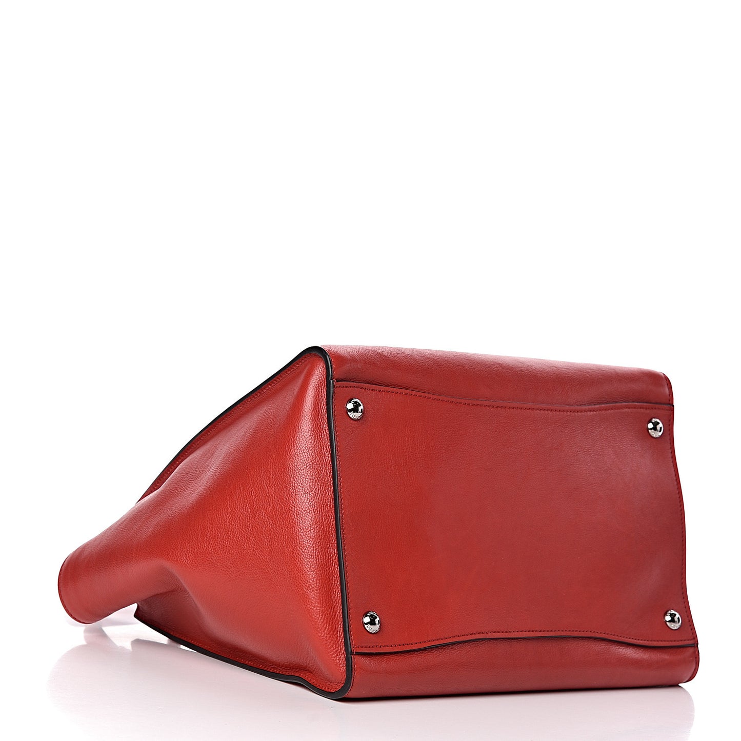 Glace Calfskin Twin Pocket Tote Fuoco