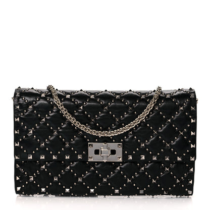 Valentino Garavani Lambskin Rockstud Spike Wallet on Chain Black 1 of 10
