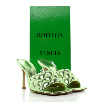 Bottega Veneta Metallic Nappa Reflection Matelasse Padded Mule Sandals 36.5 Pistachio 8 of 8