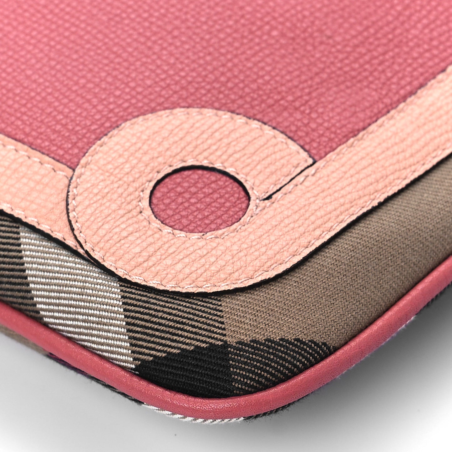 Metallic Derby House Check Peyton Crossbody Clutch Bag Blossom Pink