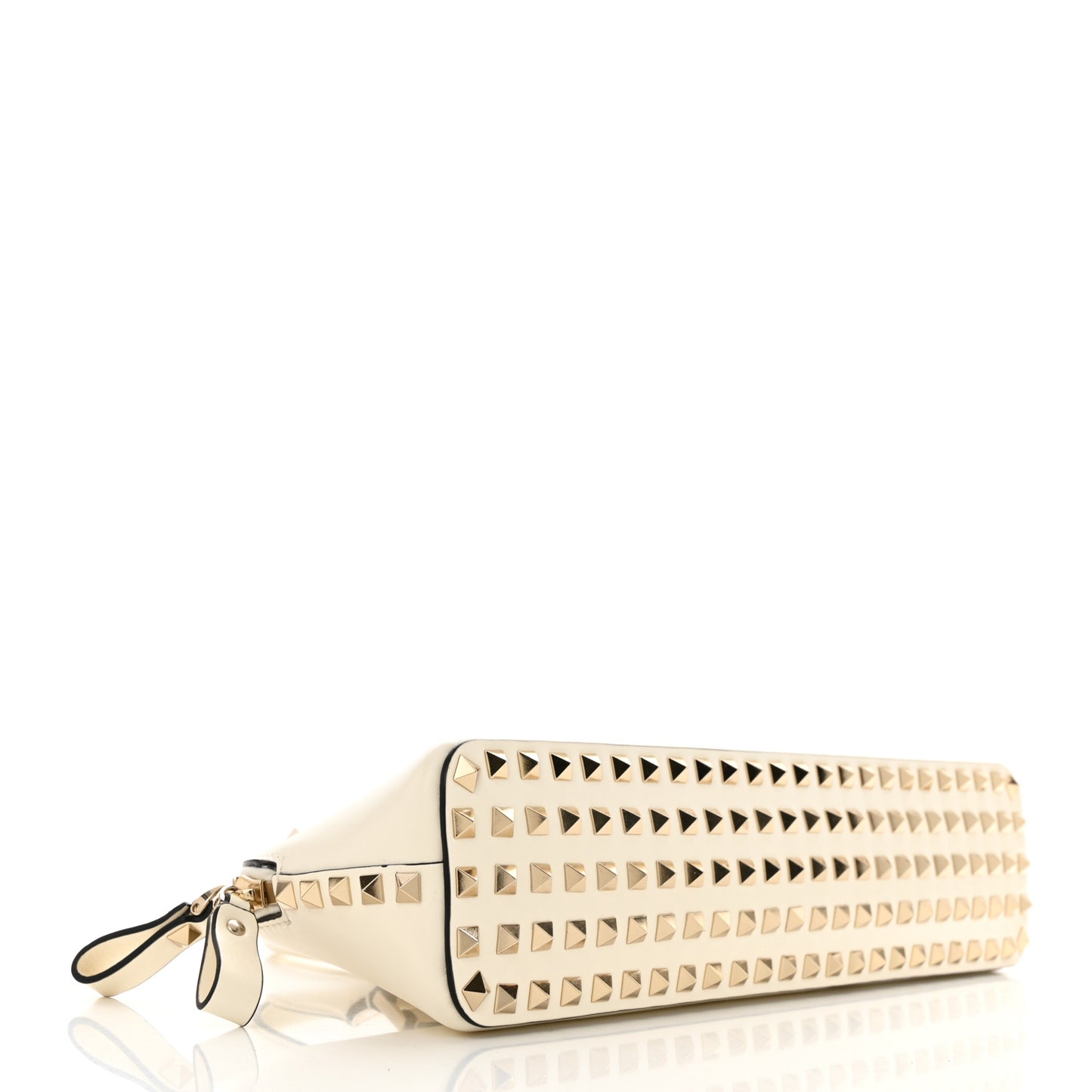 Smooth Calfskin Rockstud East West Top Handle Bag Ivory