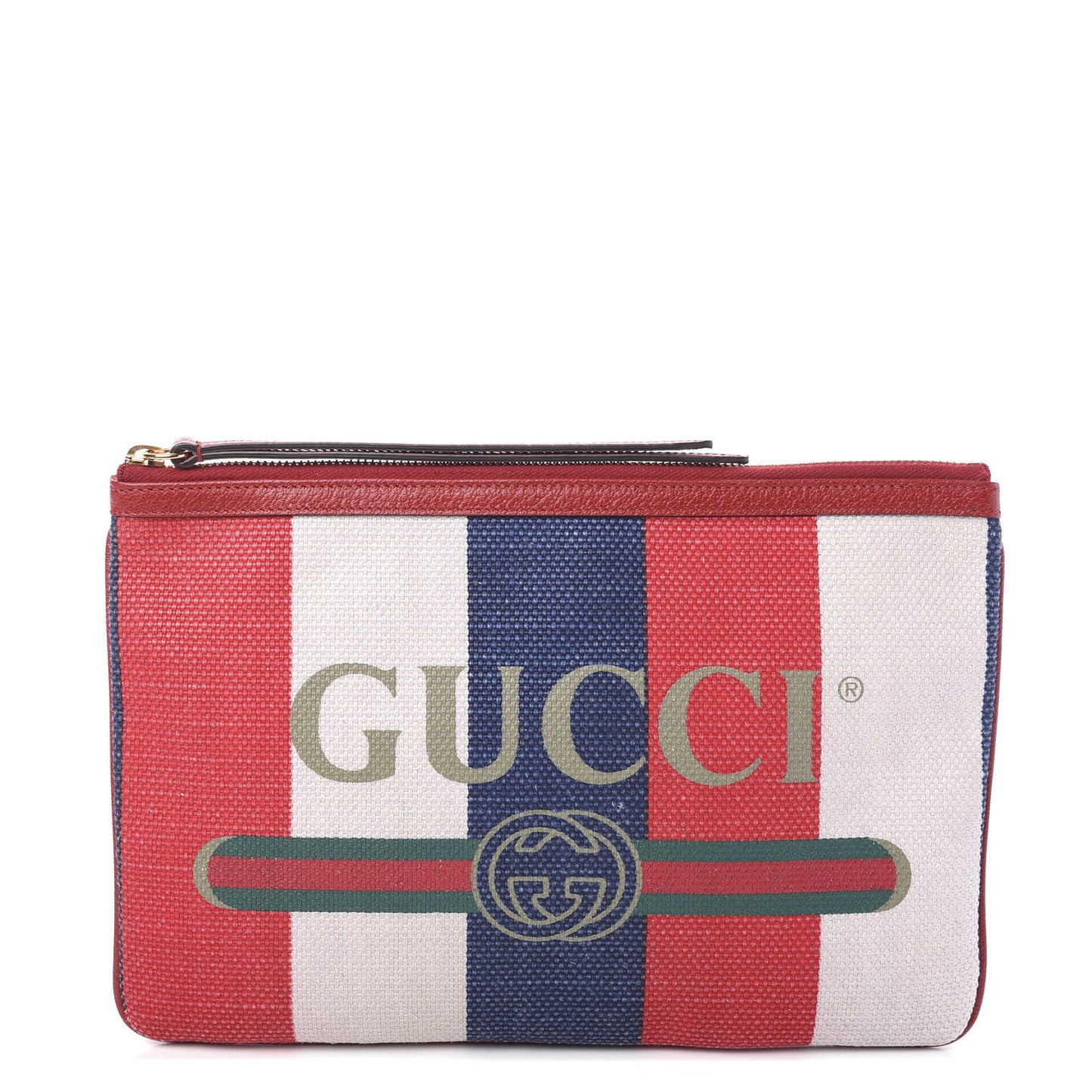 Canvas Sylvie Stripe Logo Zip Pouch Mystic White Hibiscus Red Maritime
