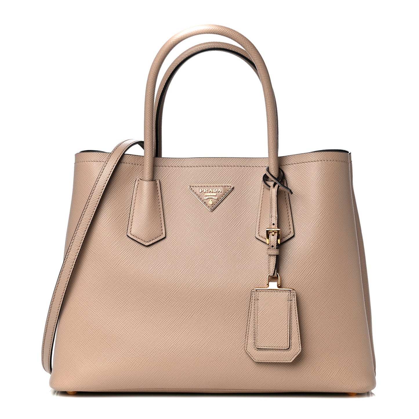 Saffiano Cuir Medium Double Bag Cammeo Black