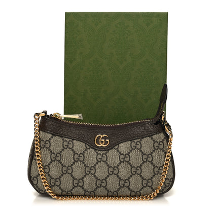 Gucci GG Supreme Monogram Textured Dollar Calfskin Mini Ophidia Chain Bag Beige Ebony 11 of 11