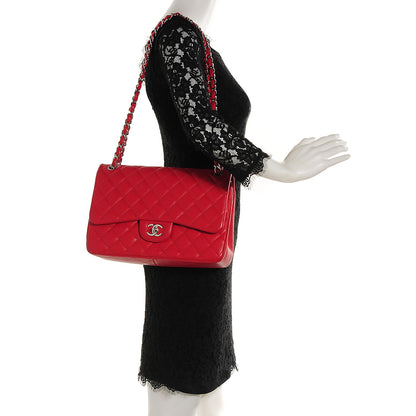 Chanel Caviar Quilted Jumbo Double Flap Red 2 of 9