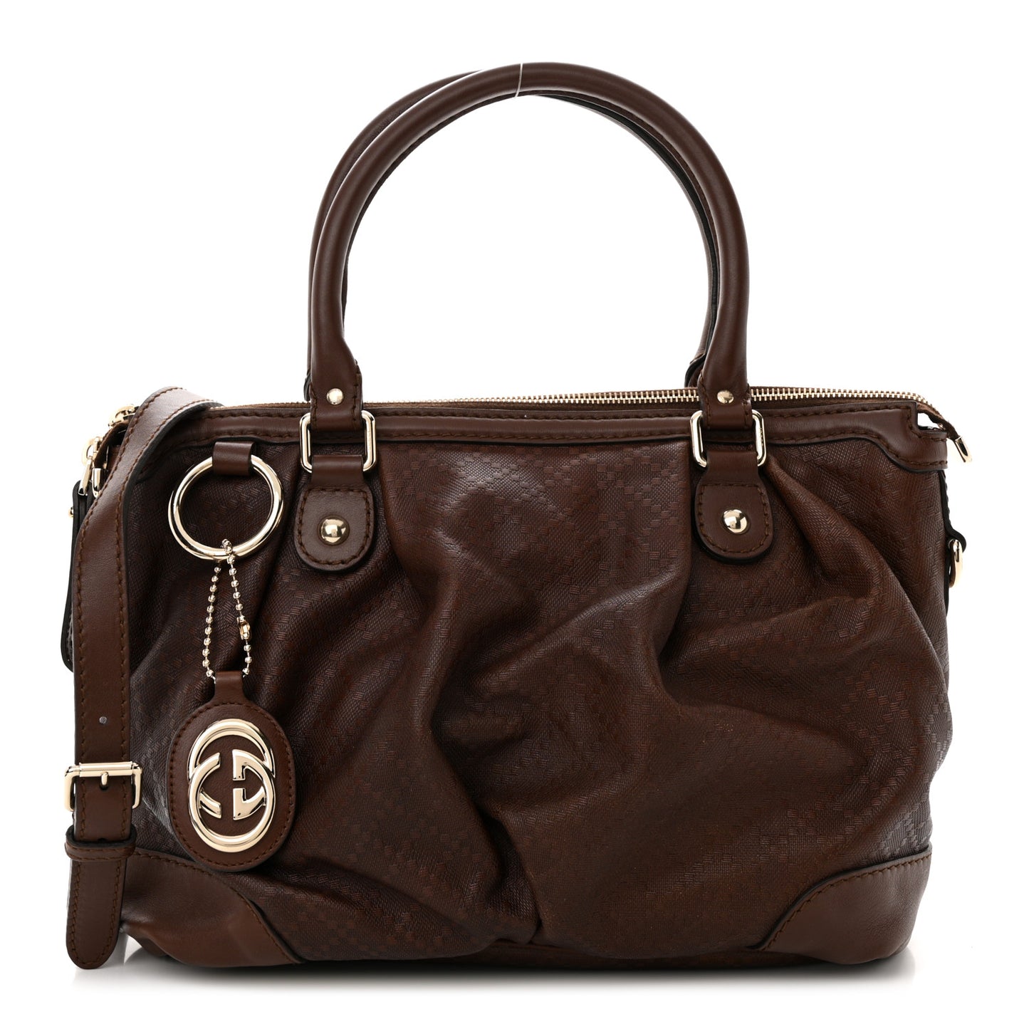 Diamante Medium Sukey Top Handle Bag Dark Brown