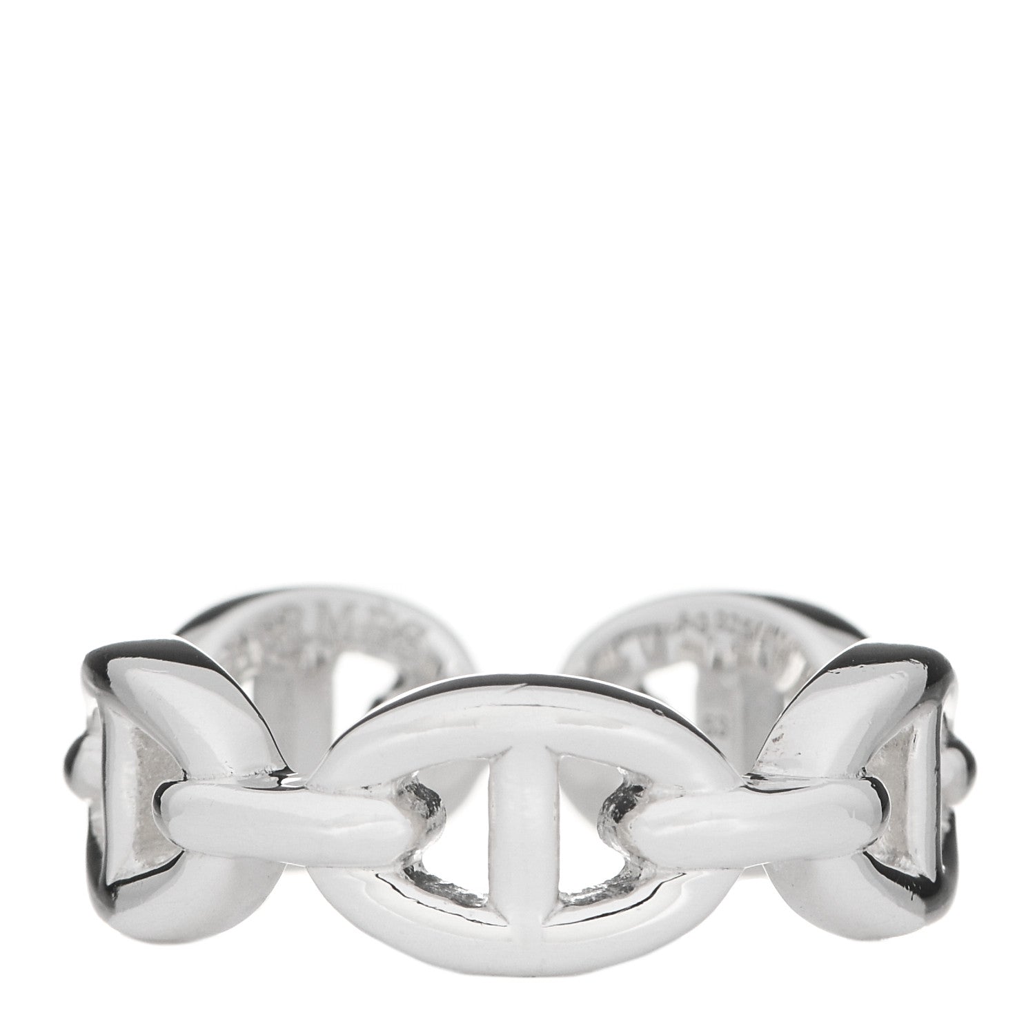 Hermes Sterling Silver PM Chaine d'Ancre Enchainee Band Ring 53 6.5 1 of 6