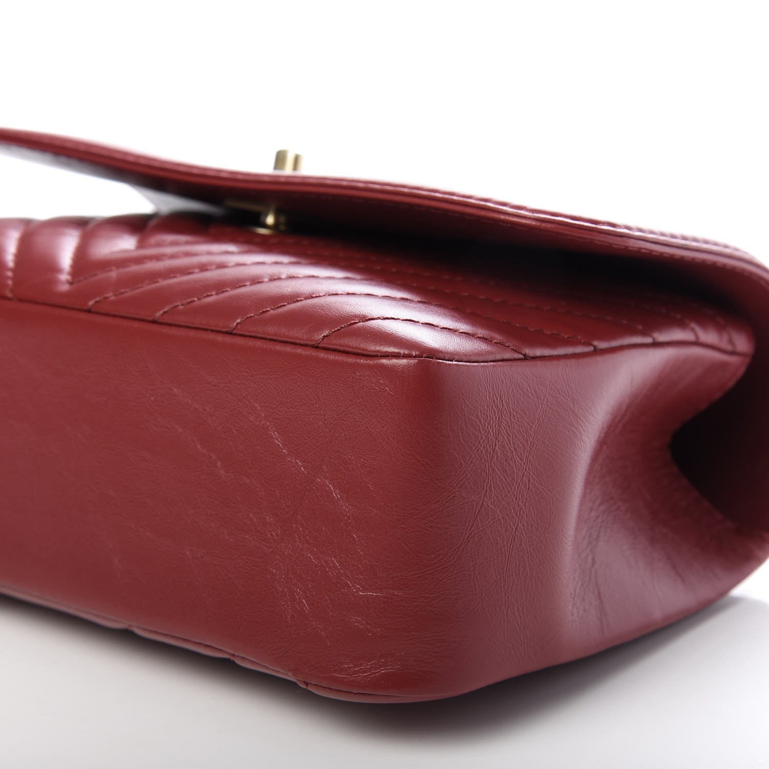 Chanel Calfskin Chevron Quilted Top Handle Flap Red 7 of 10