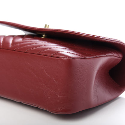 Chanel Calfskin Chevron Quilted Top Handle Flap Red 7 of 10